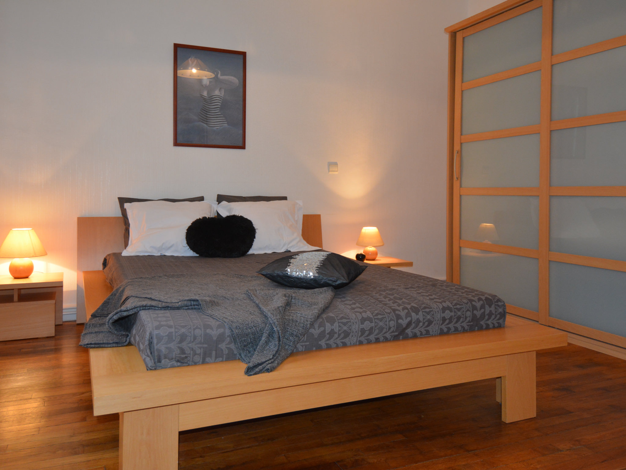 Chambre principale avec lit double - Saint-Malo, Appartement Saint-Vincent