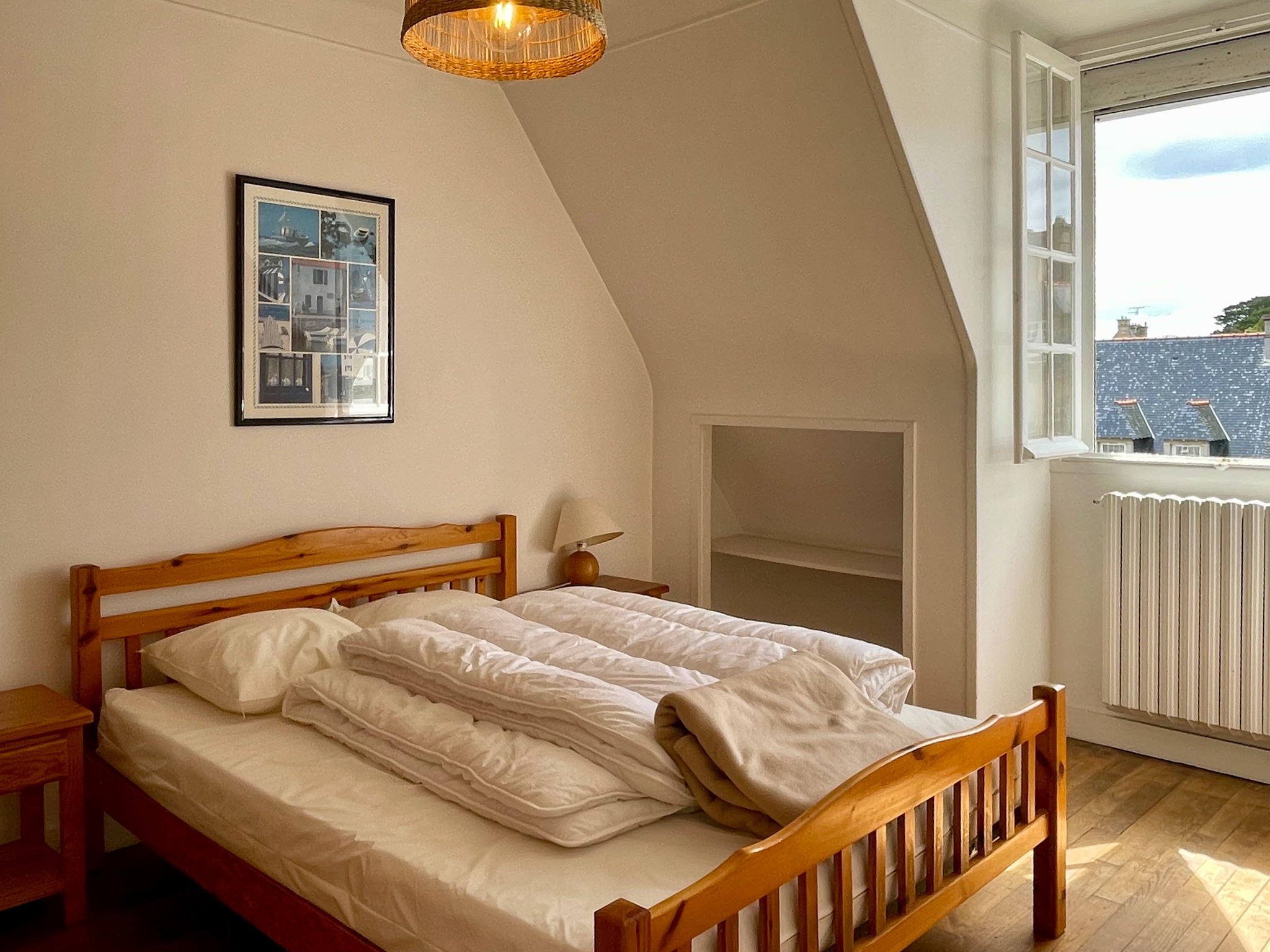 Chambre principale avec lit double - Saint-Malo, Appartement Aleth